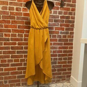 Gold/Yellow Gauzy Midi Dress Spaghetti Straps Boho Slouchy S/M M/L